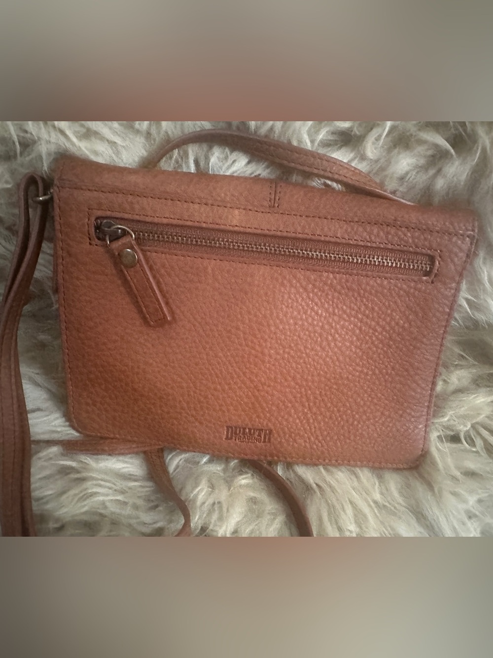 Duluth Trading Co Brown Pebbled Wallet Leather Crossbody 7.5 X 5 - Picture 2 of 4